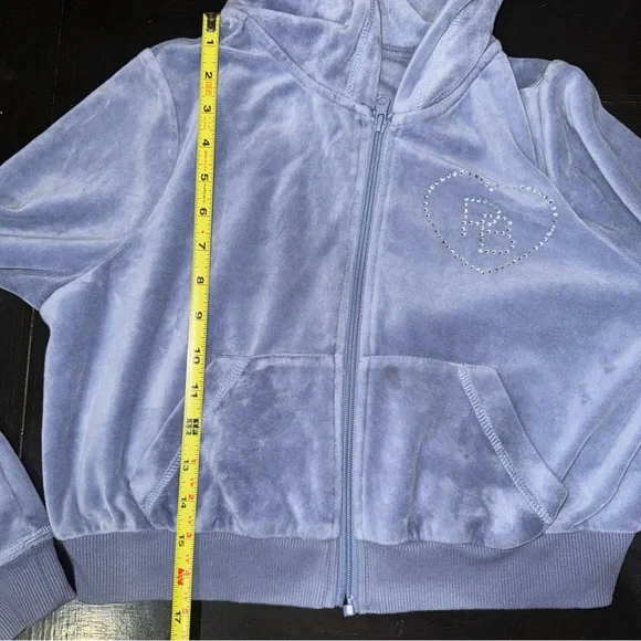Playboy for Pacsun Y2K Baby Blue Zip-Up Hoodie with Heart Accent - Picture 8 of 10